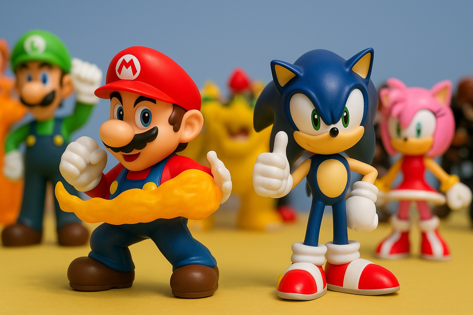 Kids at Mario vs Sonic Stop Motion Flix